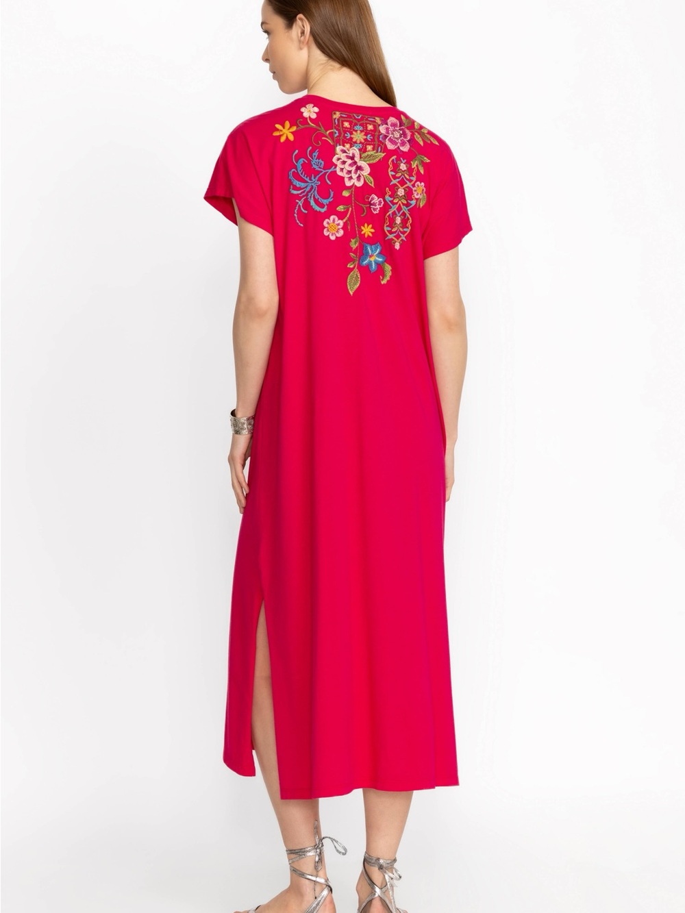 Johnny Was Fuchsia Embroidered SHERI RELAXED KNIT DRESS Maxi XL. - Picture 3 of 13
